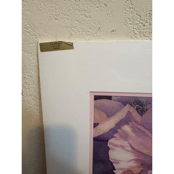 "A Rose Called Sally" Print By Sandy Delehanty 10/100 floral pink white mat READ - Picture 4 of 6